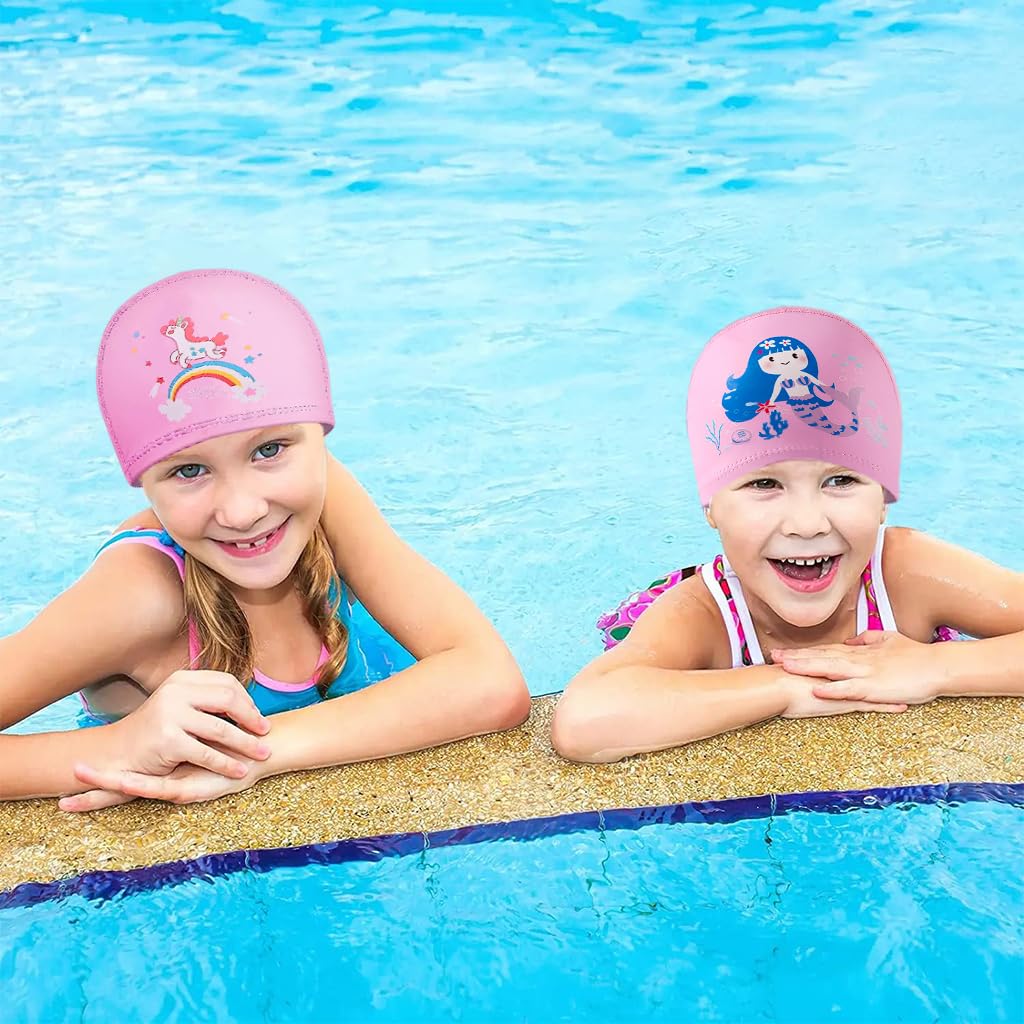 ZIBUYU® Swimming Cap for Girls Waterproof PU Fabric Cute Cartoon Printed Swimming Pool Cap for Girls Speedo Swim Cap for Girl Kids, (02-12 Year) - Pink ZIBUYU® Swimming Cap for Girls Waterproof PU Fabric Cute Cartoon Printed Swimming Pool Cap for Girls Speedo Swim Cap for Girl Kids, (02-12 Year) - Pink